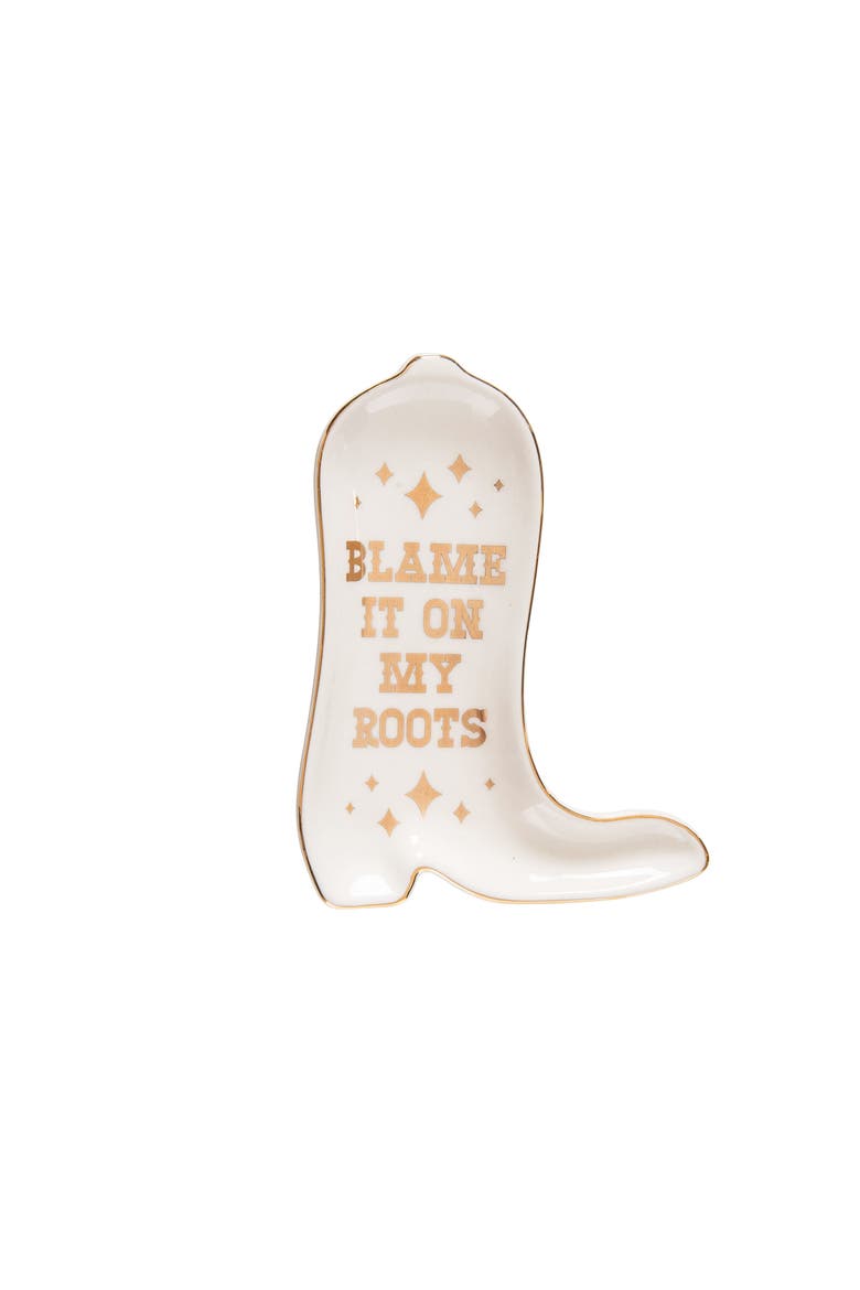 Blame It On My Roots Trinket Tray Ceramic gold, Main, color, White