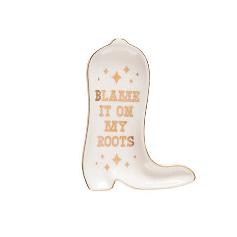 Blame It On My Roots Trinket Tray Ceramic gold