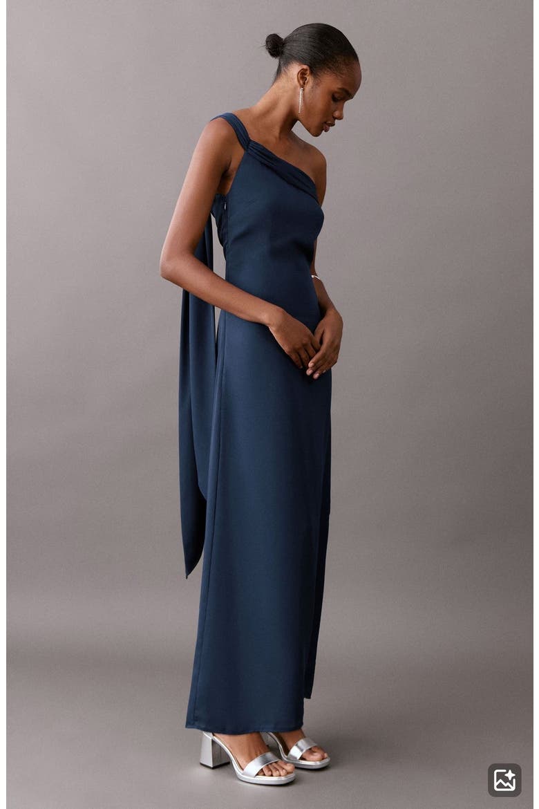 One-Shoulder Midi Dress, Alternate, color, DARK NAVY