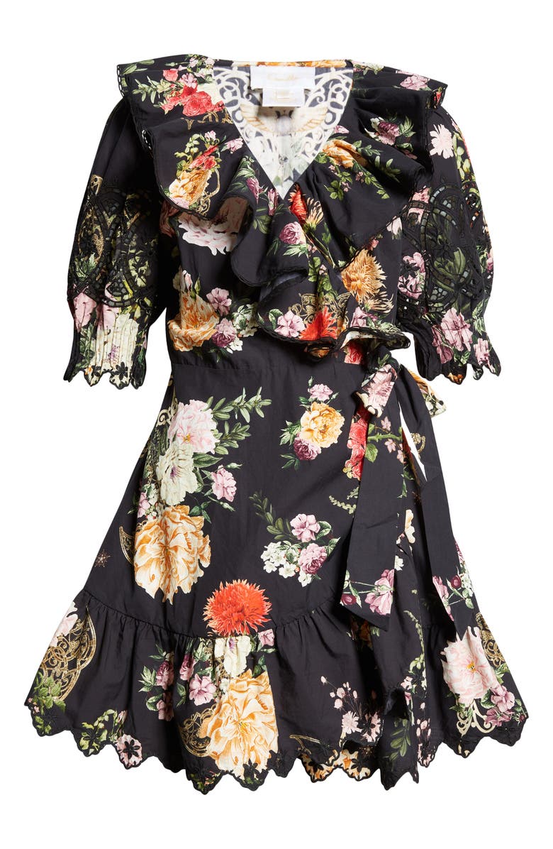 Camilla Adorned in Alexandria Floral Organic Cotton Wrap Dress, Alternate, color, 