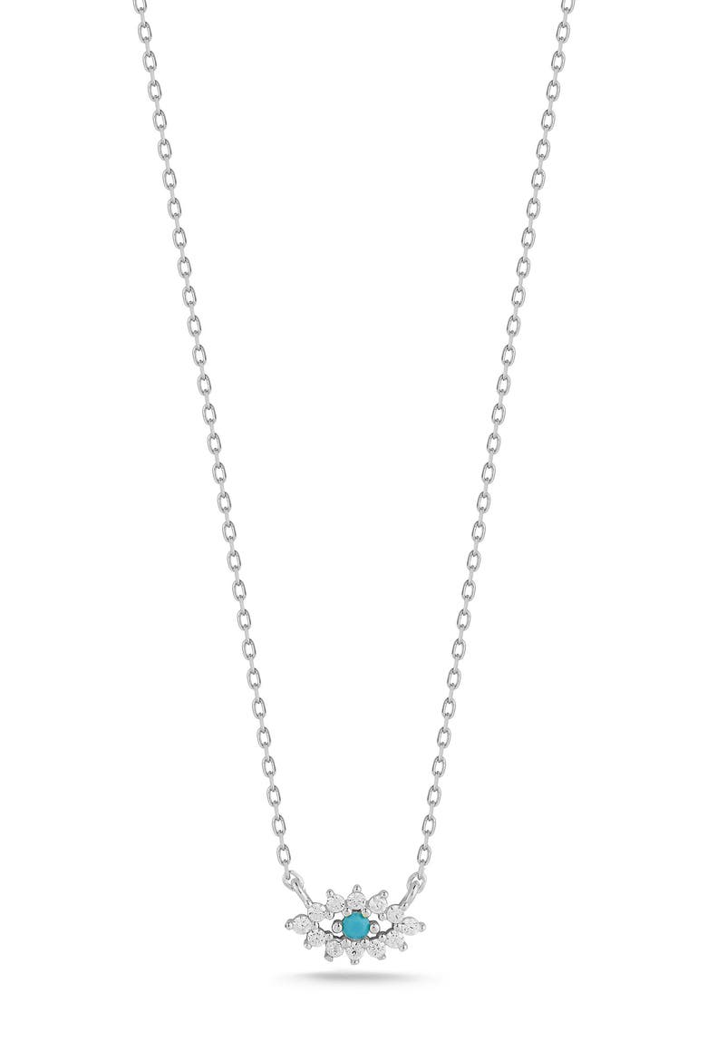 CZ Evil Eye Pendant Necklace, Main, color, SILVER
