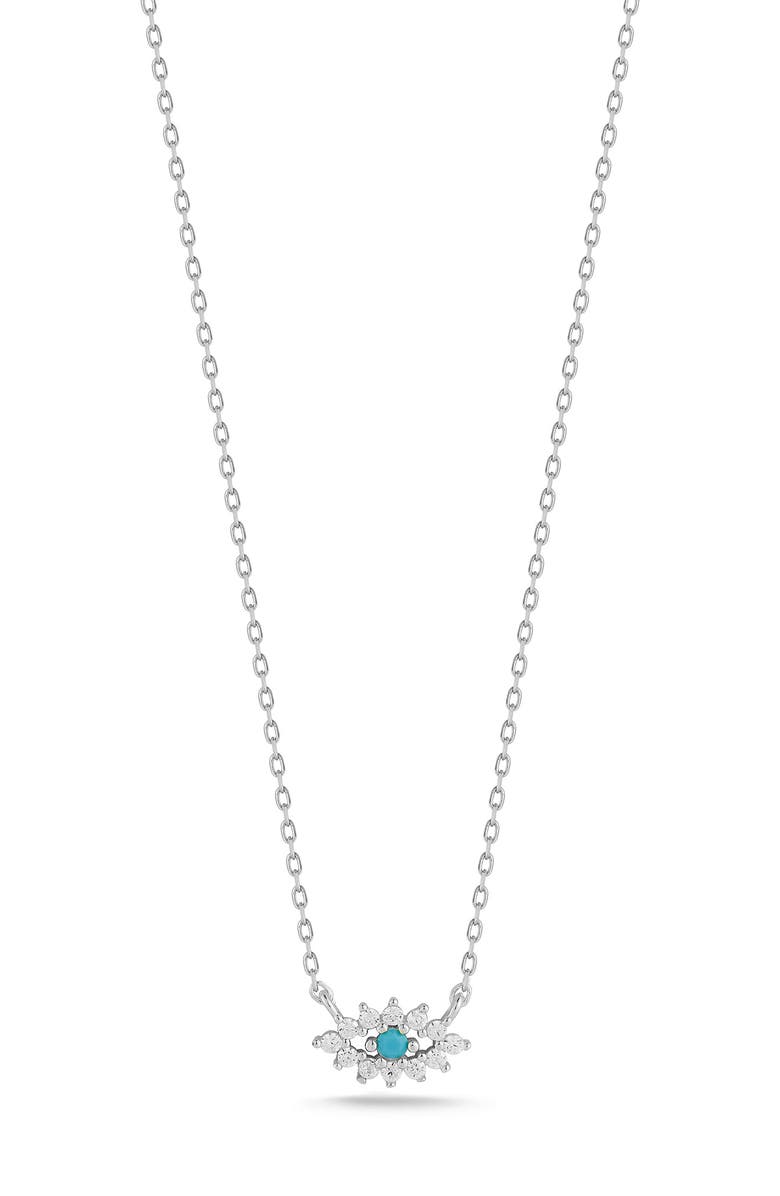 SPHERA MILANO CZ Evil Eye Pendant Necklace, Main, color, Silver