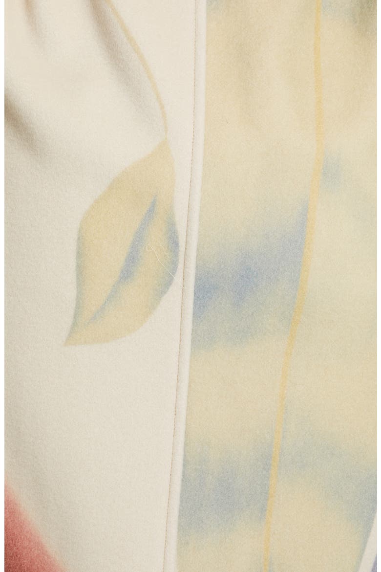Leaf Print Wool & Cashmere Coat, Alternate, color, WHITE