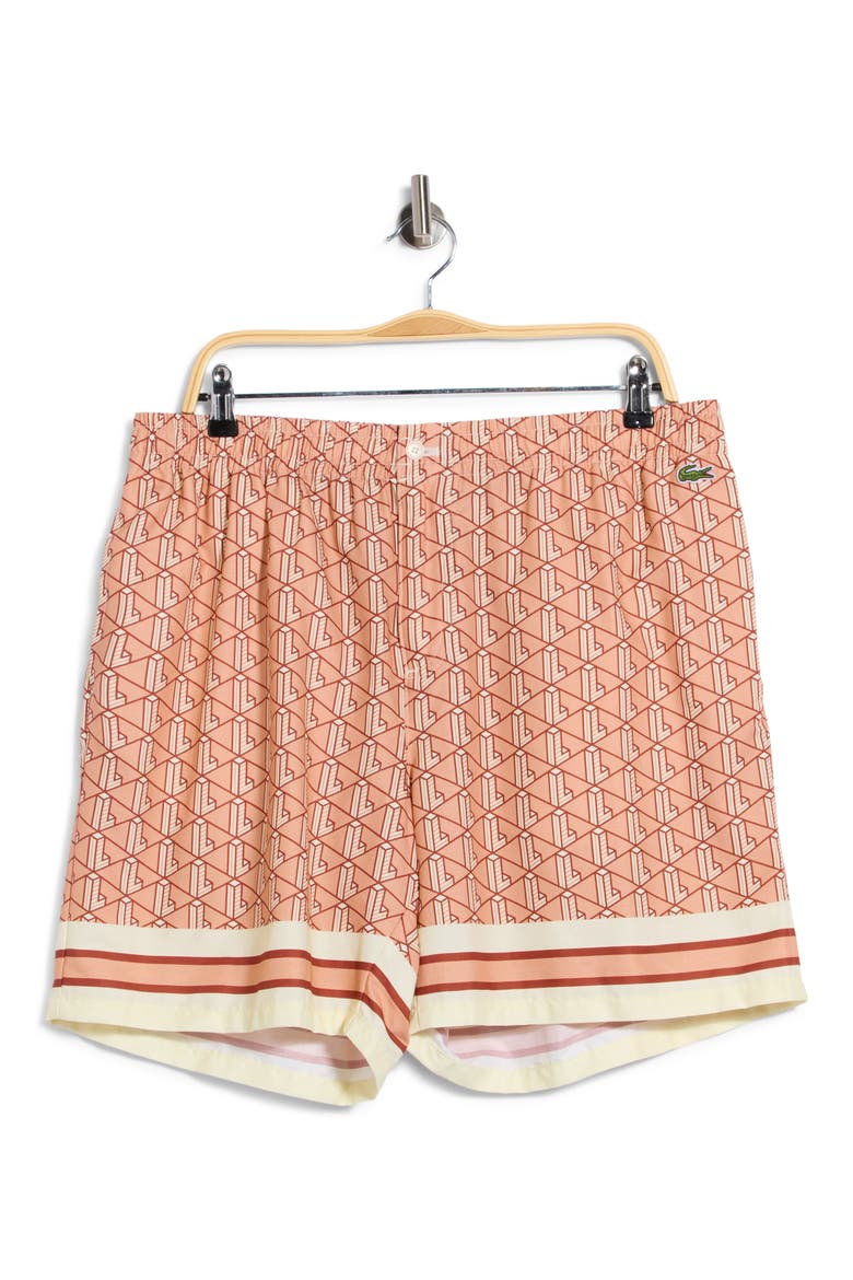 Monogram Relaxed Fit Pull-On Shorts, Main, color, LATTE/IBERIS-CRYSTAL