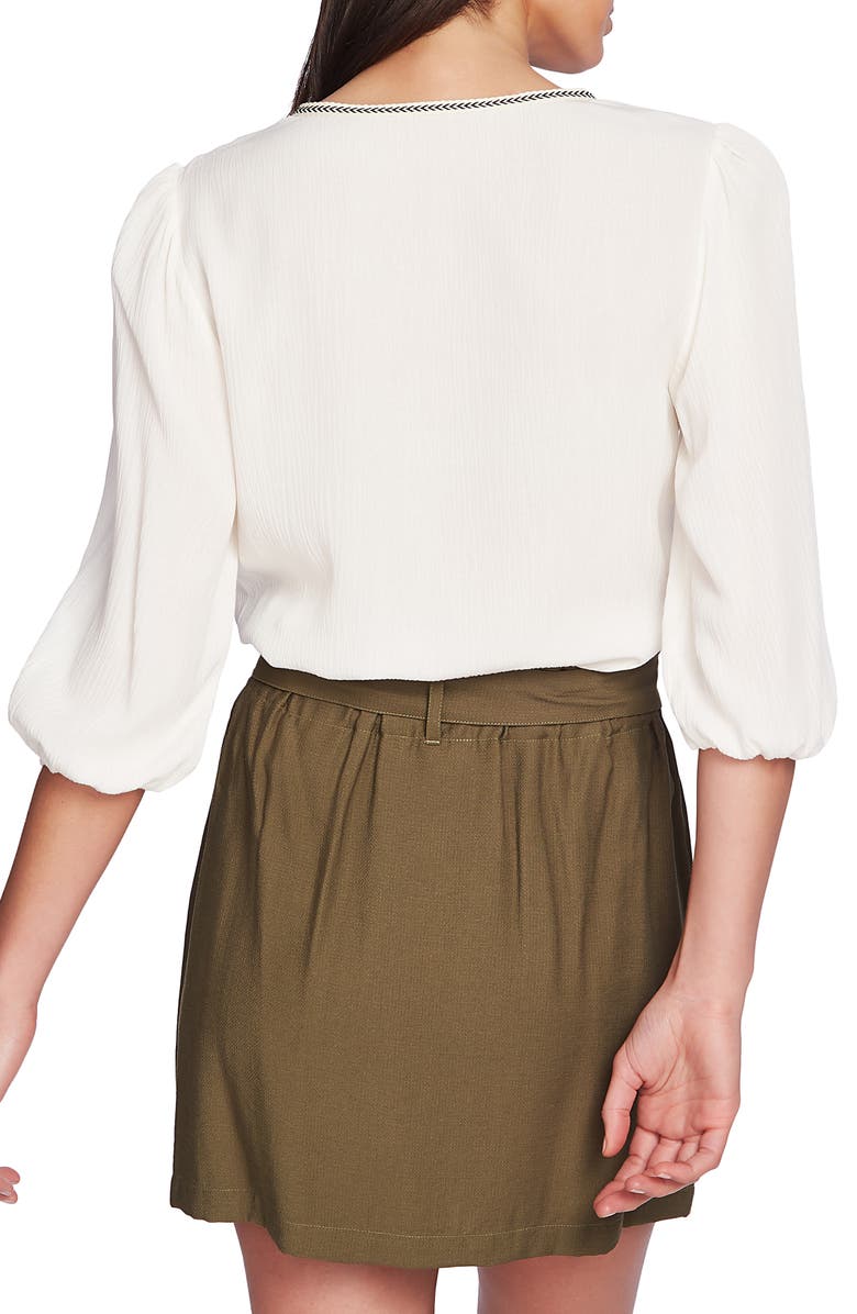 1.STATE Split Neck Blouse, Alternate, color, Soft Ecru