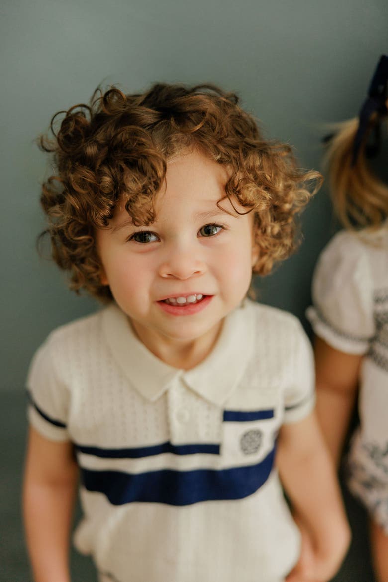 Looms Storybook Collection - Boys Mesh Knit Polo, Alternate, color, Ivory
