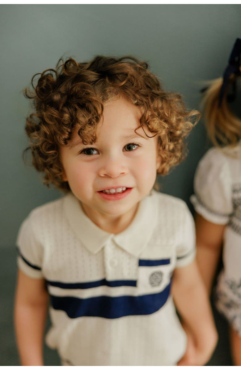Ely's & Co. Looms Storybook Collection - Boys Mesh Knit Polo, Alternate, color, Ivory