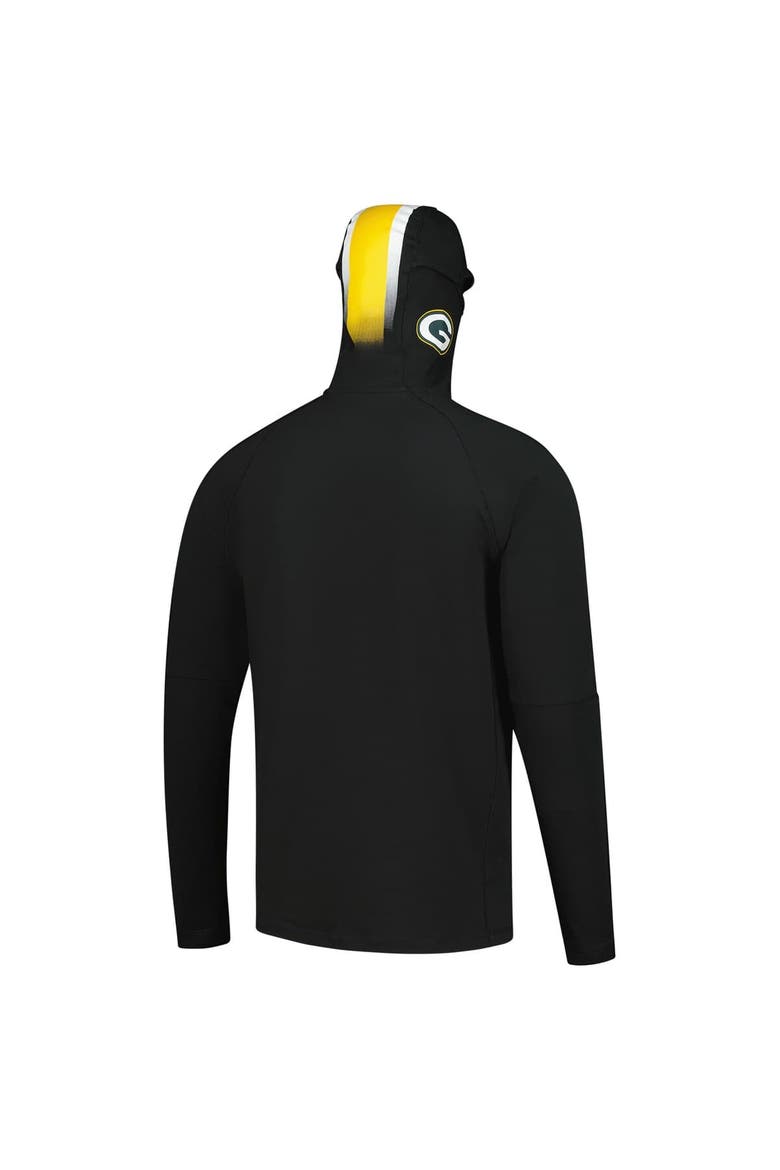 Men's New Era Black Green Bay Packers Functional Fandom Balaclava Helmet Stripe Tri-Blend Hoodie, Alternate, color, Black