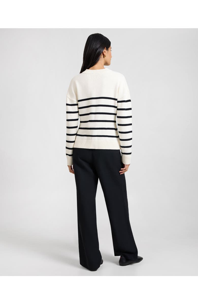Onia Cotton Fitted Cardigan, Alternate, color, Noir Navy/White