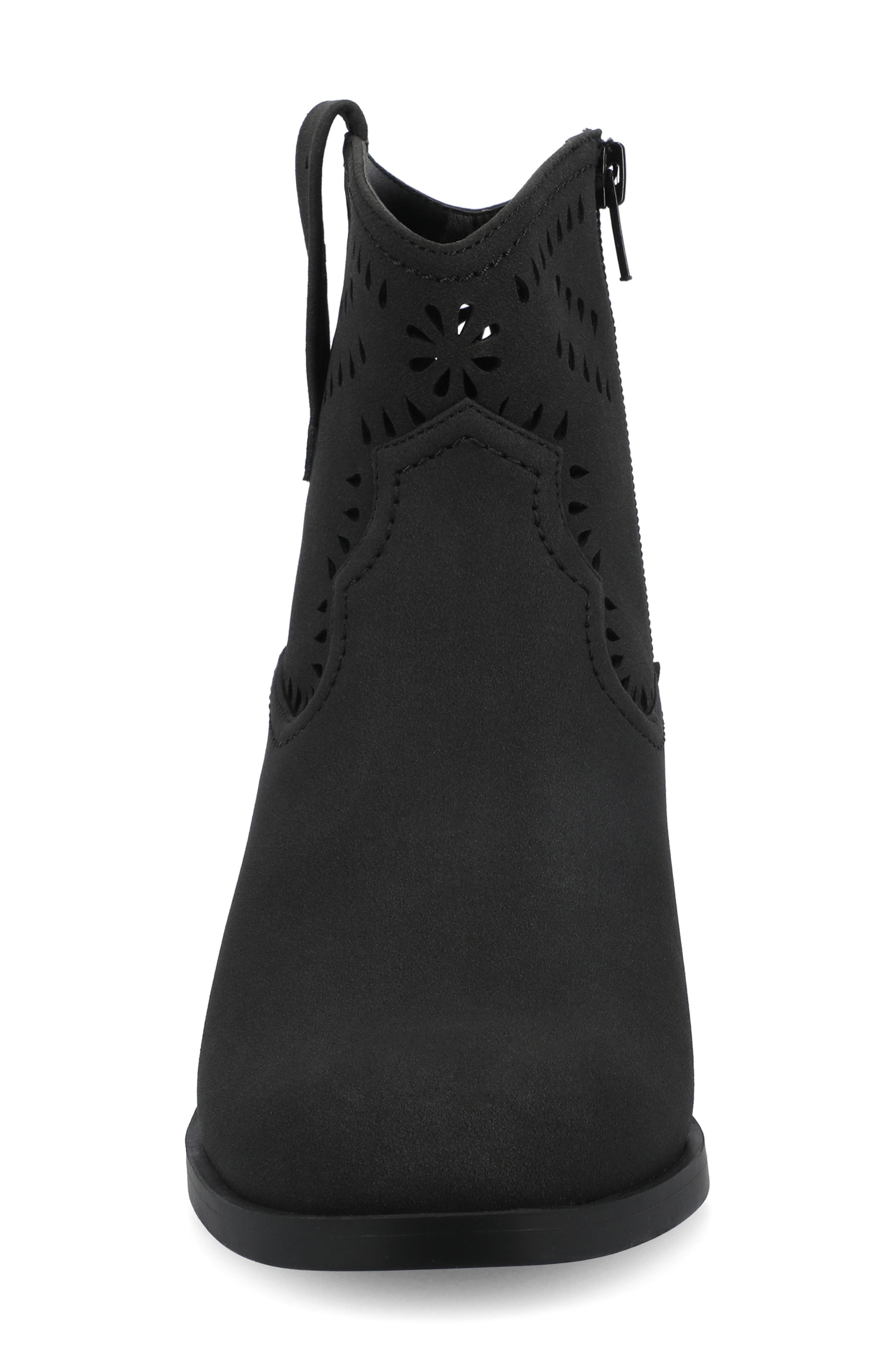 Journee Collection Eyelet Block Heel Bootie, Alternate, color, Black