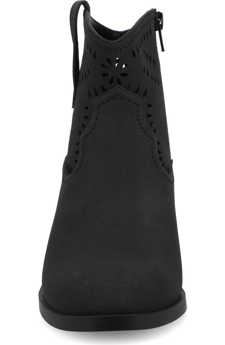 Journee Collection Eyelet Block Heel Bootie, Alternate, color, Black
