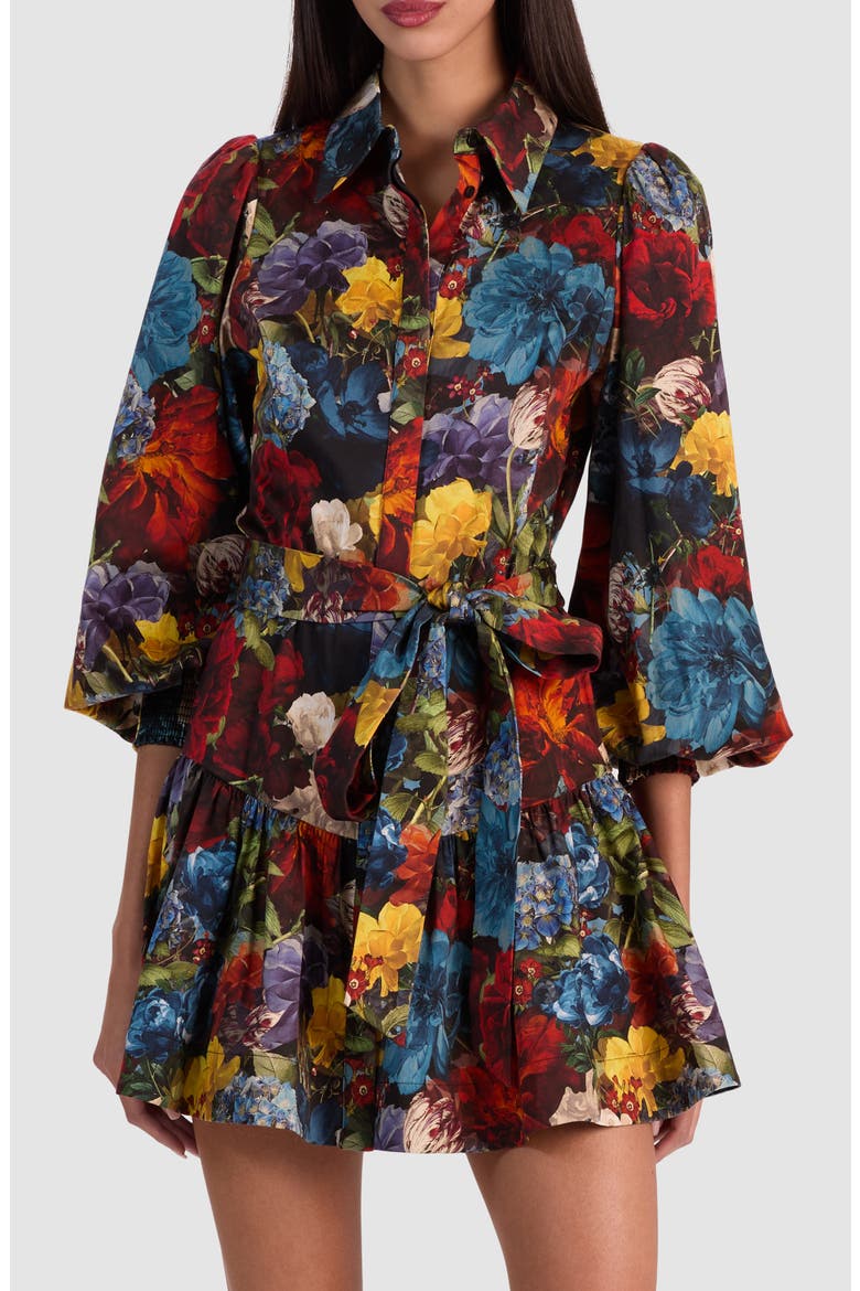 Lily Long Sleeve Floral Shirtdress, Main, color, FLOURISH