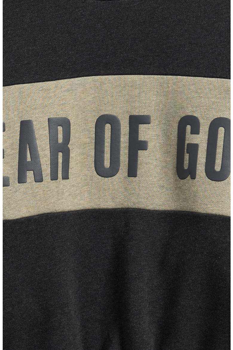 Kids' Logo Panel Relax Fit Crop Sweatshirt, Alternate, color, IRON GREY HEATHER/SEAL HEATHER