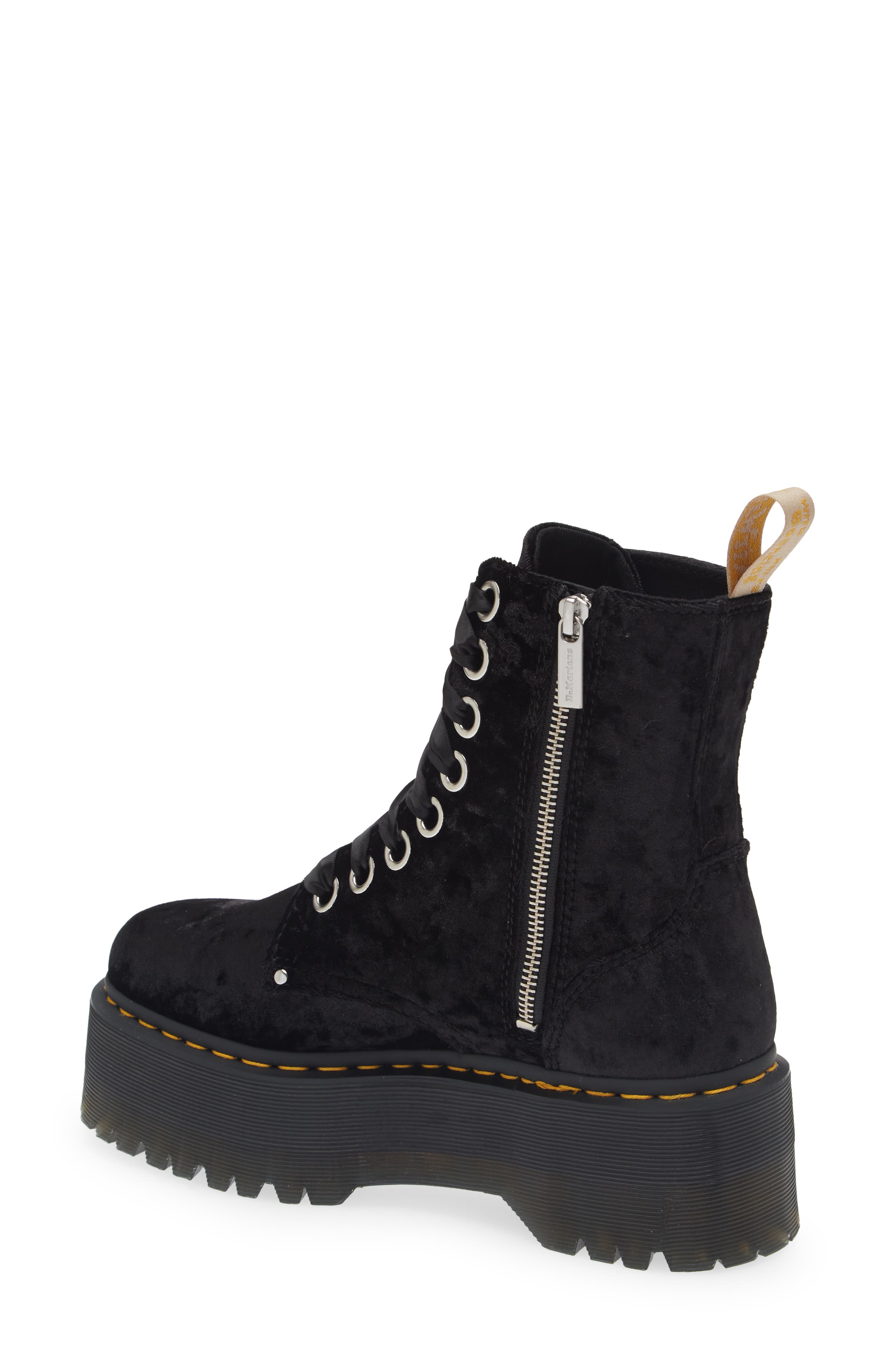 Dr. Martens Jadon Max Velvet Combat Boot, Alternate, color, 