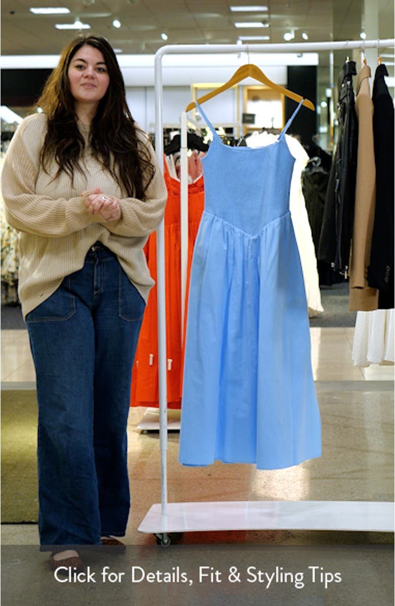 Dylan Shirred Cotton Fit & Flare Midi Dress, sales video thumbnail