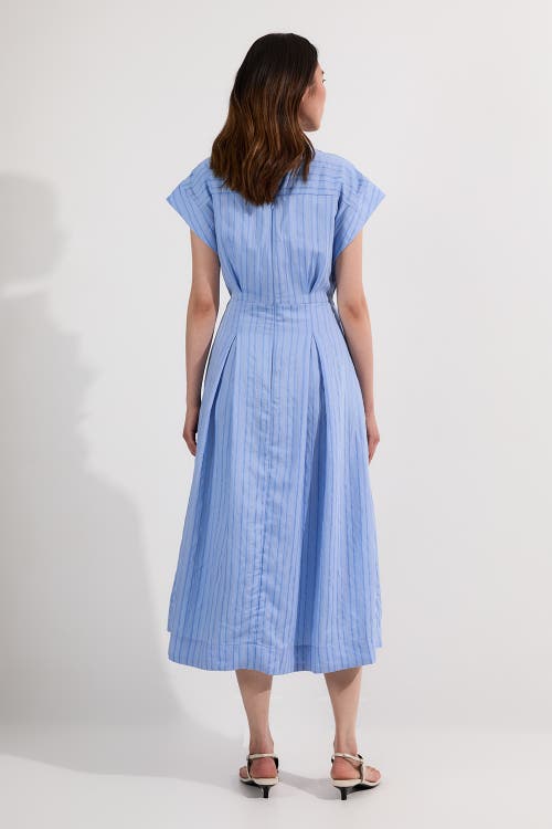 Karen Millen Belted Woven Midi Shirt Dress In Blue