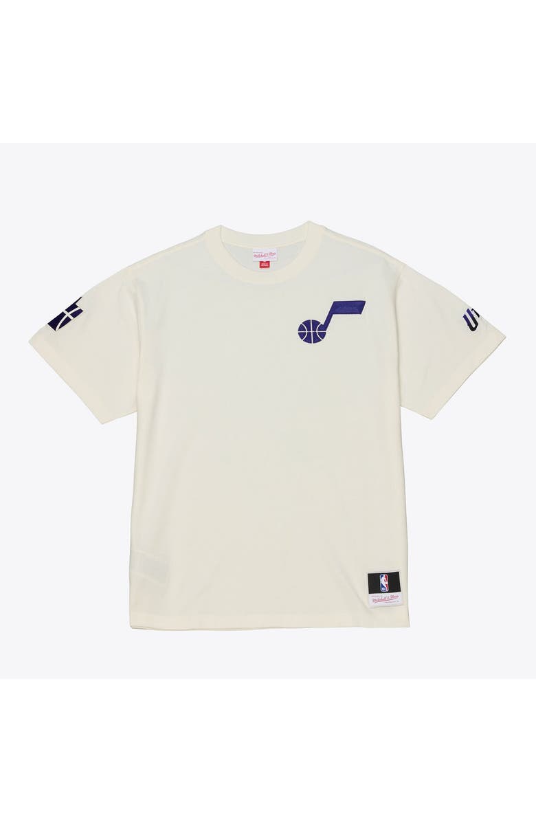 Mitchell & Ness Men's Mitchell & Ness Cream Utah Jazz Hardwood Classics Chainstitch Premium T-Shirt, Main, color, Cream