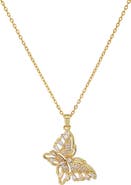 STEELTIME Simulated Diamond Butterfly Pendant Necklace