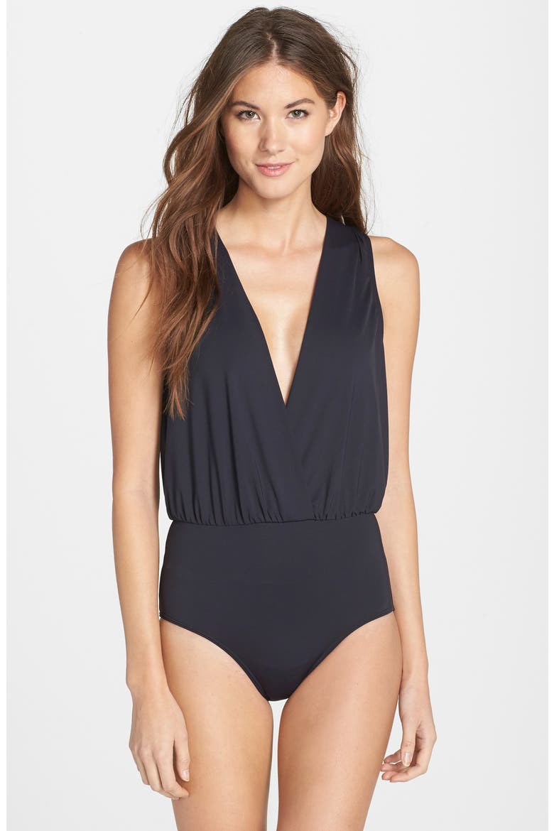 'Go Glam' One-Piece Swimsuit, Main, color, BLACK