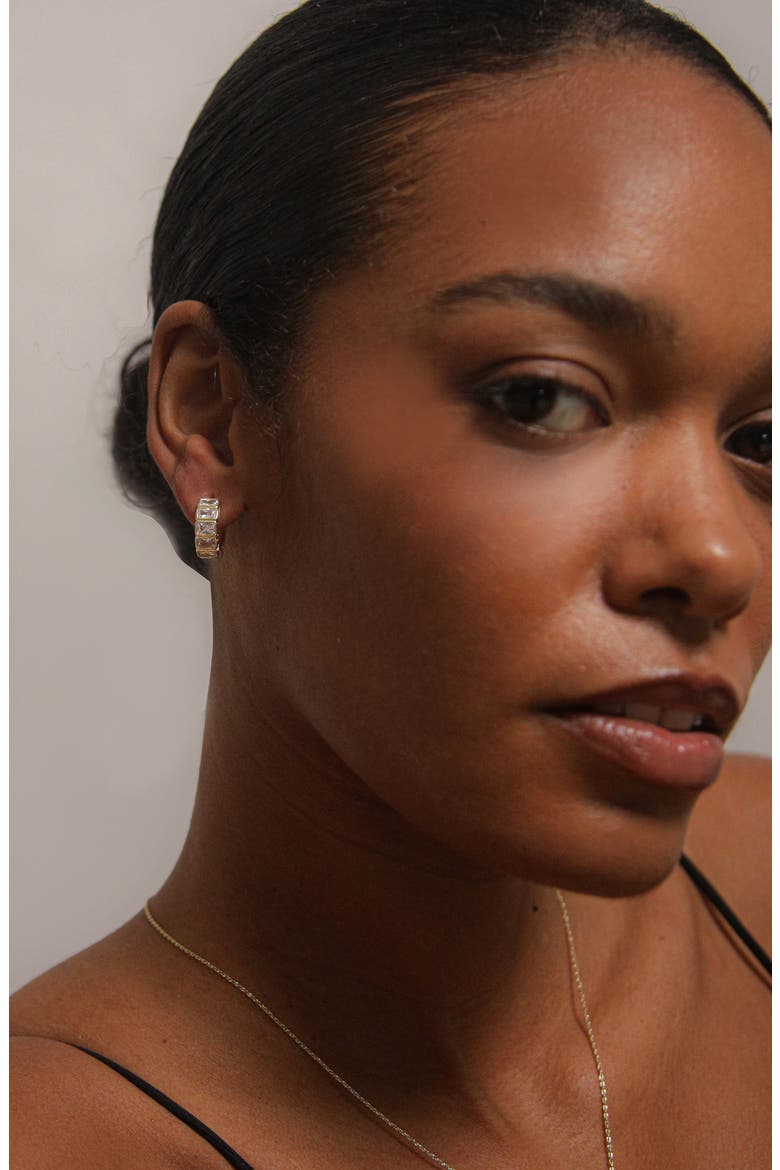 Kwarlo Mini Pave Hoop Earrings In Gold And Crystals, Alternate, color, Gold