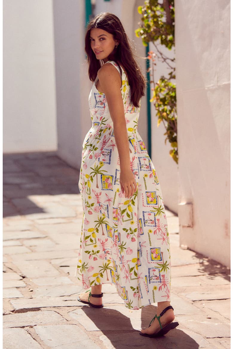 Allover Print Midi Sundress, Alternate, color, WHITE