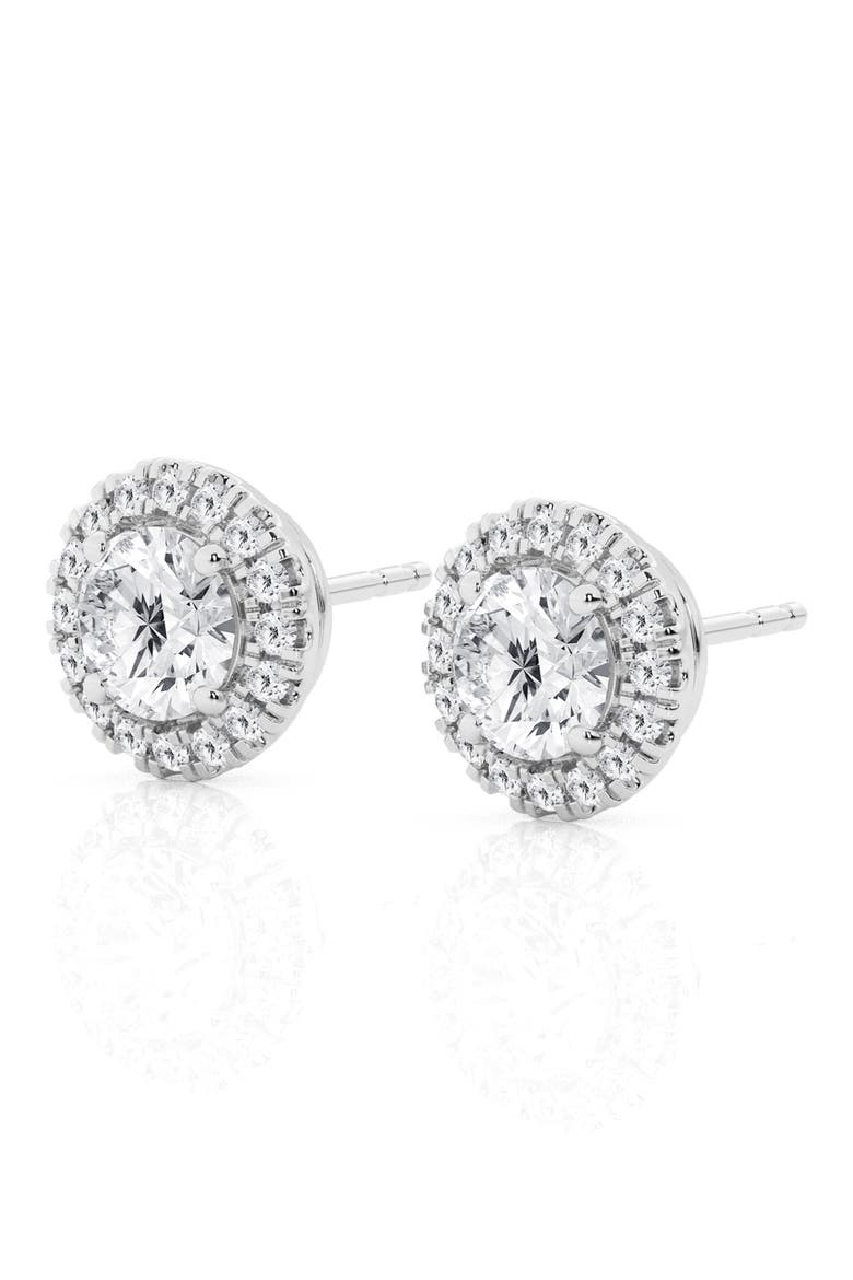 Round Cut Lab Created Diamond Stud Earrings - 1.85ctw, Main, color, 1.85 CTW WHITE GOLD