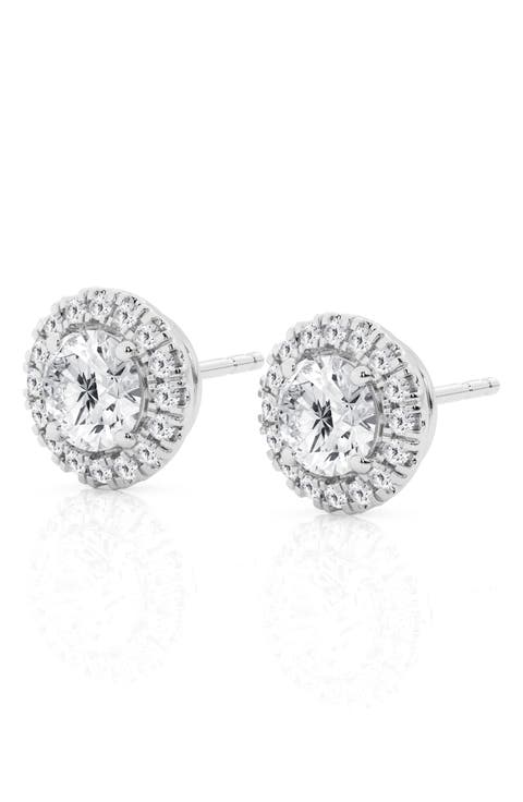Round Cut Lab Created Diamond Stud Earrings - 1.85ctw