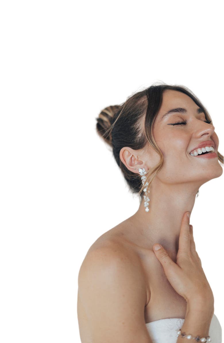 Untamed Petals Promise Crystal Drop Earrings, Alternate, color, Silver