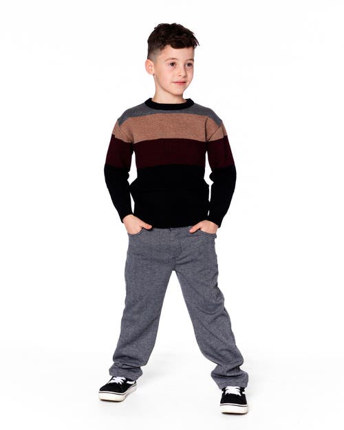 Deux Par Deux Color Block Knit Sweater In Brown