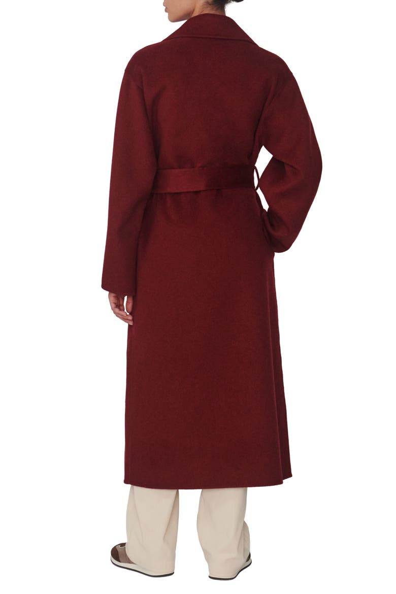 Helston Long Belted Wool Blend Coat, Main, color, CABERNET