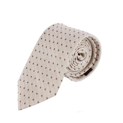 Ignacio Linen Blend Polka Dot Vertical Slant Lined Business Necktie