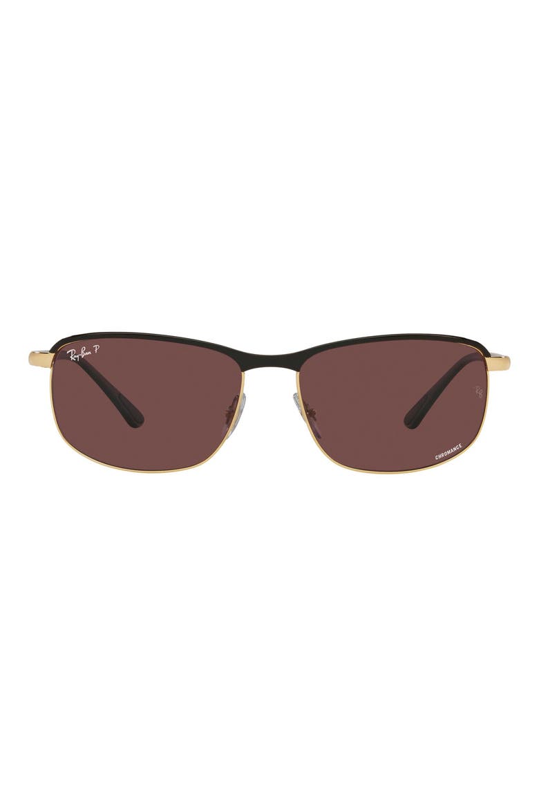 Chromance 60mm Polarized Pillow Sunglasses, Main, color, BLACK GOLD