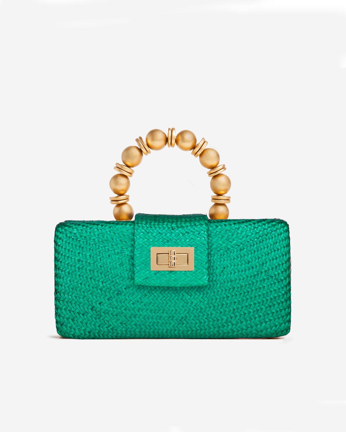 Soli & Sun THE SERENA Woven Straw Clutch Bag, Alternate, color, Green