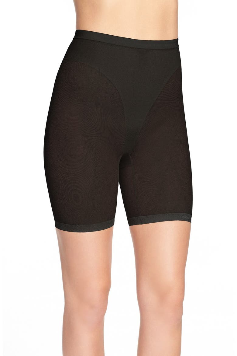 'Sheers' Thigh Slimmer Shorts, Main, color, BLACK