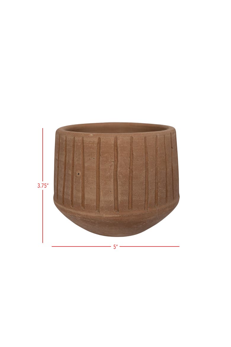 Routed Stripe Terracotta Planter, Alternate, color, Orange