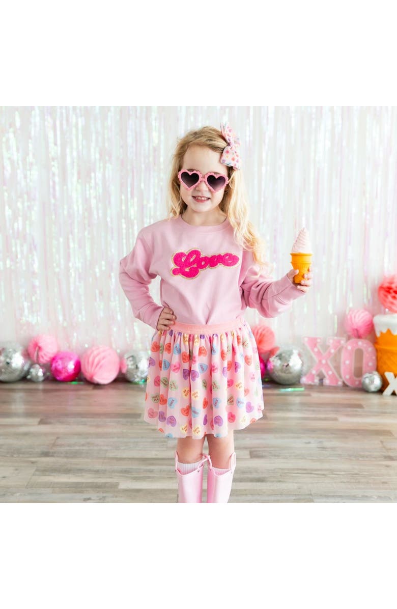 Sweet Wink Love Script Patch Valentine's Day Sweatshirt, Alternate, color, 