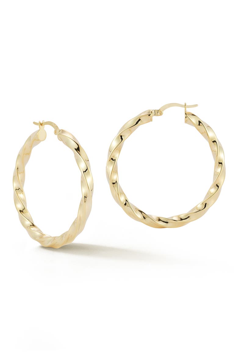 Twist Hoop Earrings, Main, color, GOLD