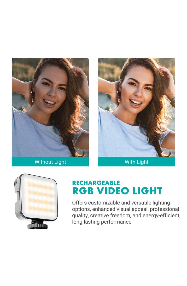 MOVO iVlogger-PRO+MV-T5 Vlogging Kit for iPhone/Android Smartphones with Mic, Light, Tripod, and More, Alternate, color, Black