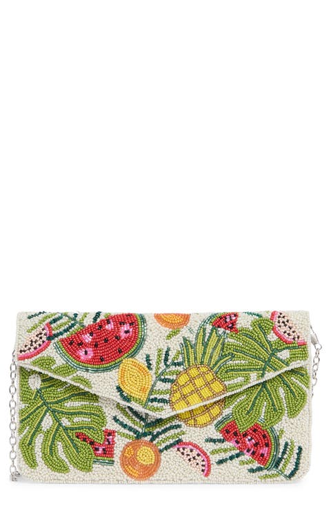 Beaded Fruit Motif Clutch