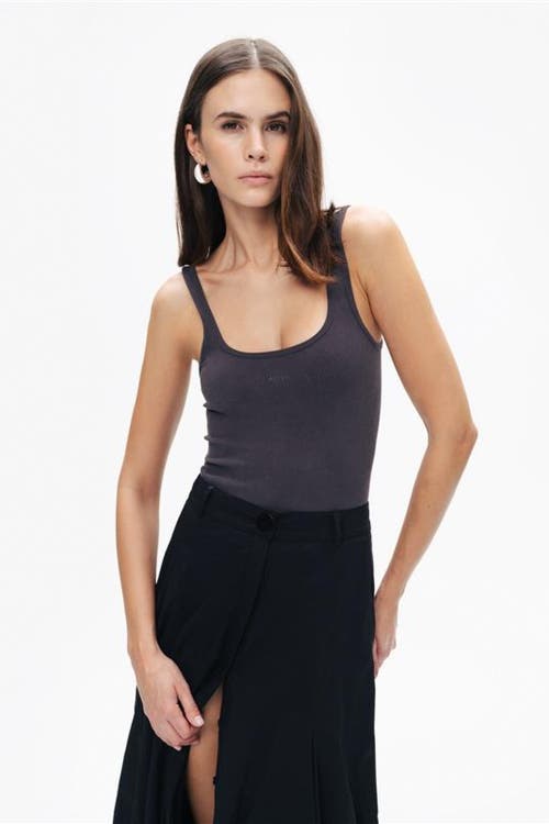 Shop Nocturne Printed Detail Crop Top In Anthracite