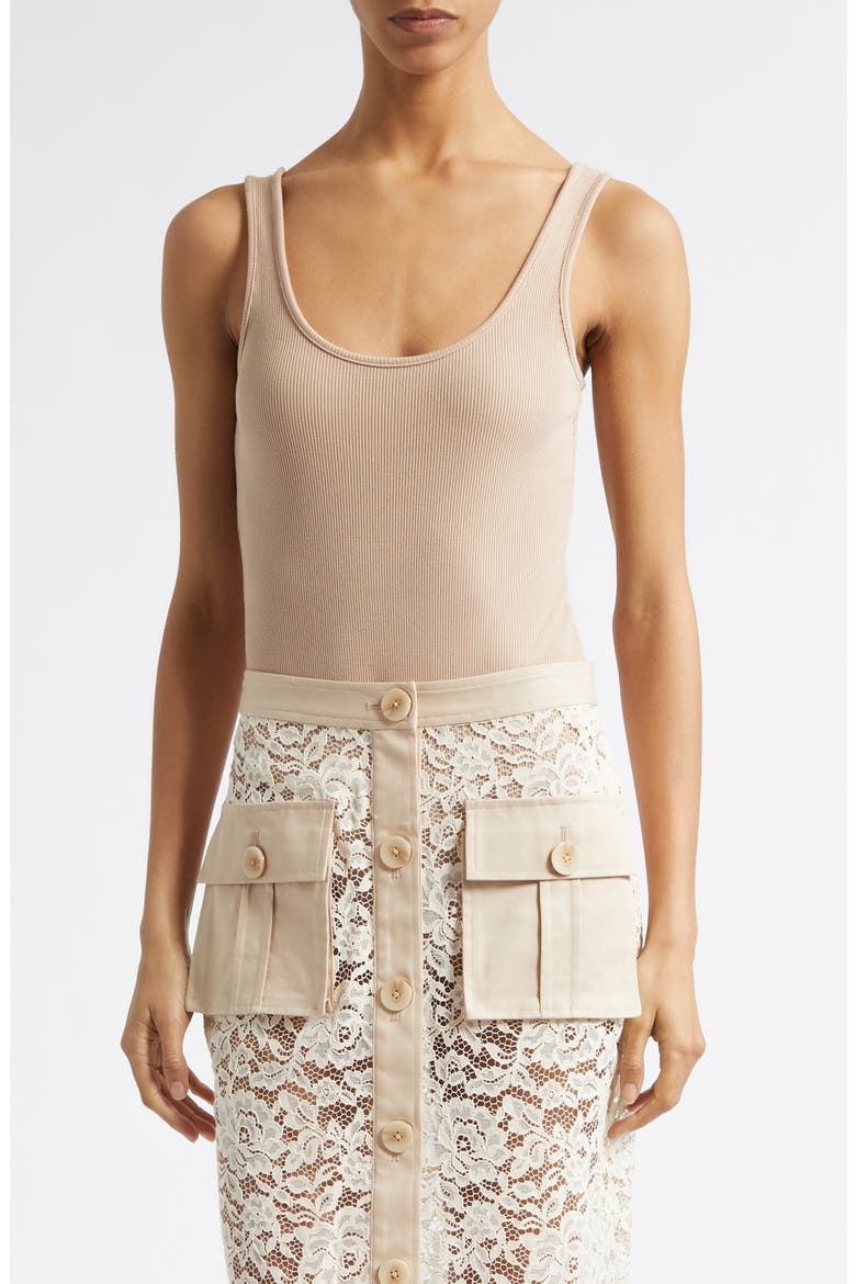 Nica Scoop Neck Tank Bodysuit, Main, color, CAPPUCCINO