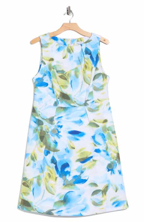 Calvin Klein Floral Sleeveless Scuba Fit & Flare Dress