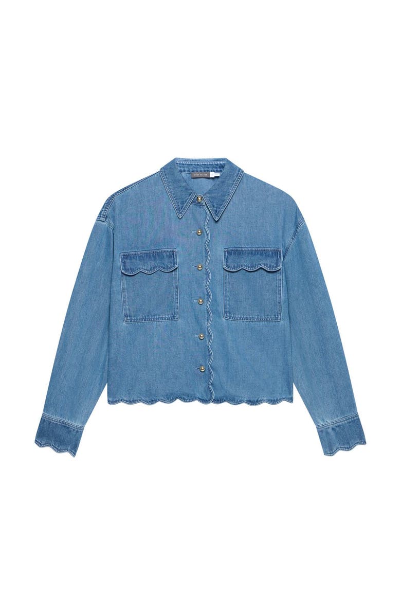 MINT VELVET Denim Scallop Shirt, Alternate, color, Blue