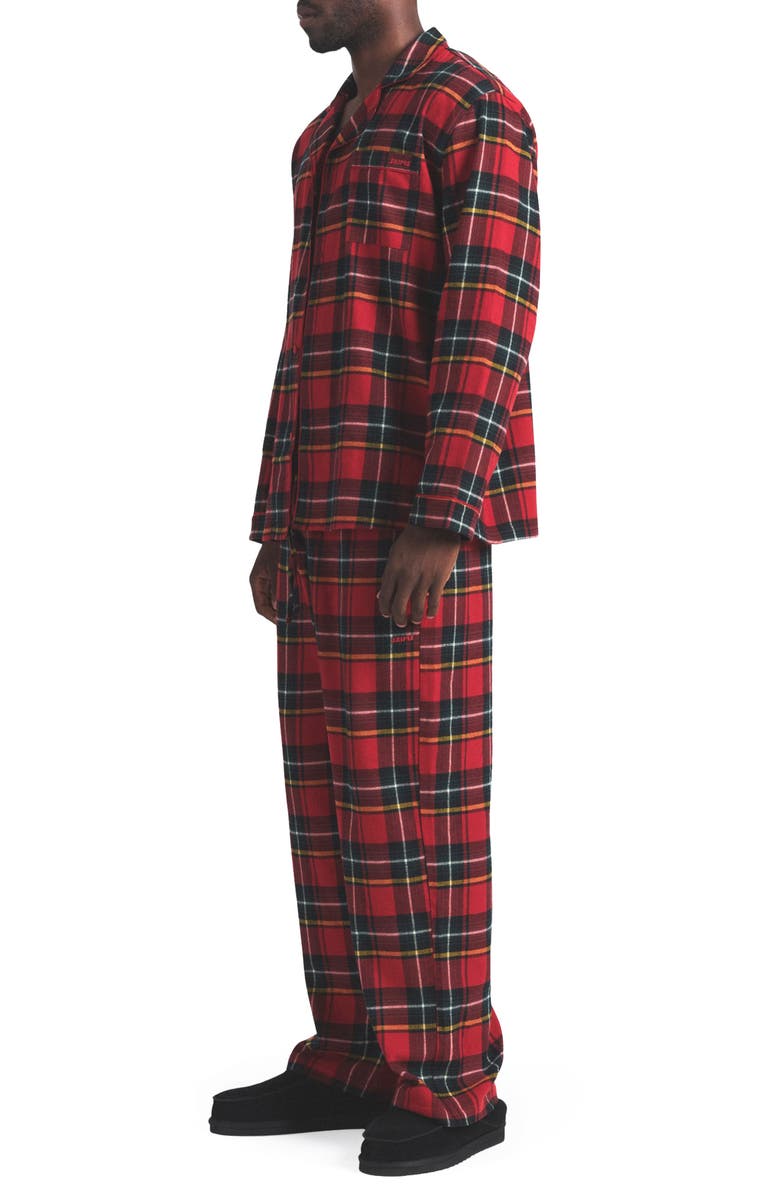 SKIMS Cotton Flannel Pajamas, Alternate, color, Brick Holiday Plaid