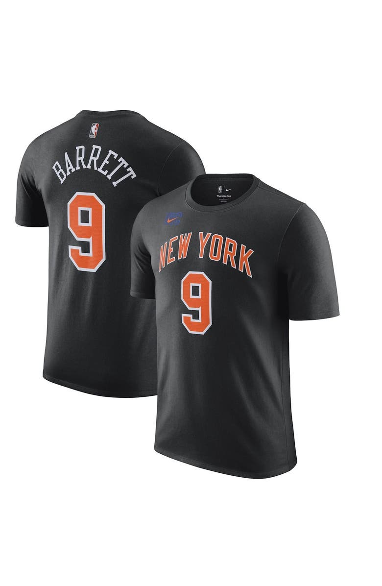 Nike Men's Nike RJ Barrett Black New York Knicks 2022/23 City Edition Name & Number T-Shirt, Main, color,