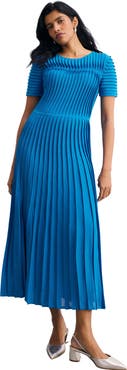The Fold Allegra Stretch Knit Pleated Midi Dress