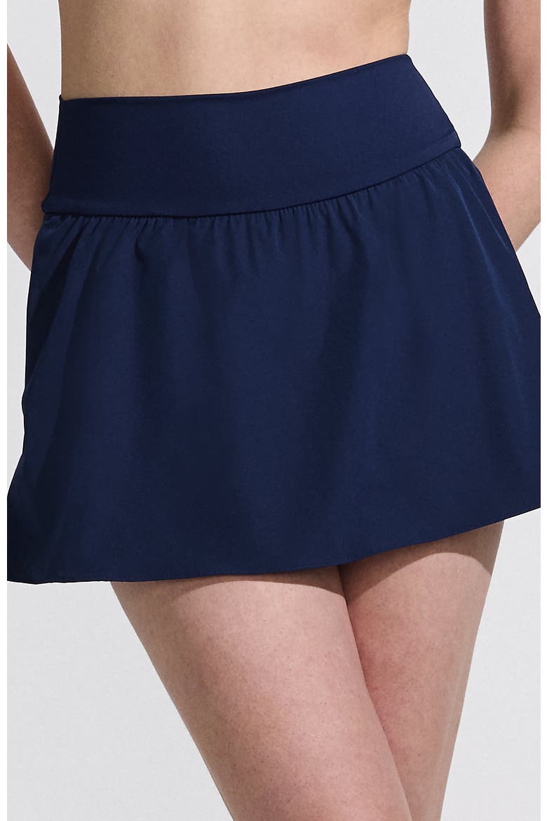 Pinchless Mini Swim Skort, Alternate, color, Deep Sea Navy