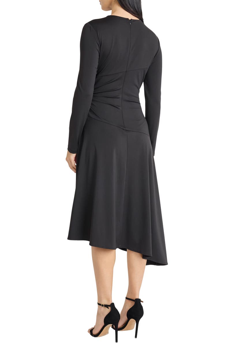 Maggy London Long Sleeve Asymmetric Hem Midi Dress, Alternate, color, Black