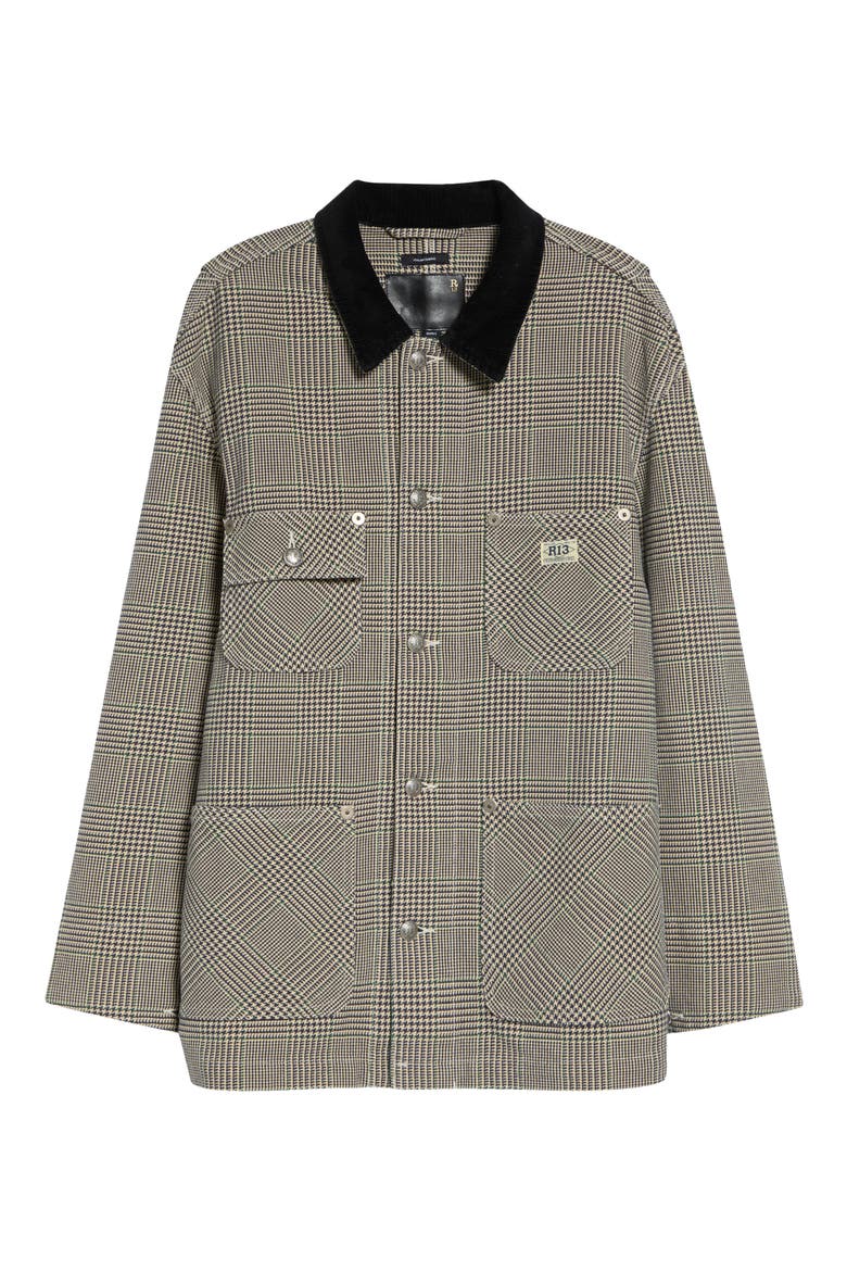 Glen Plaid Relaxed Fit Chore Jacket, Main, color, PRINCE OF WALES GREY CHECK