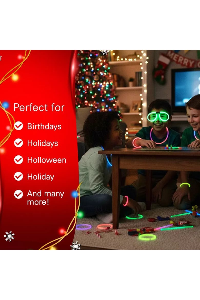 100-Piece Assorted Neon Glow Stick Party Set, Alternate, color, Assorted